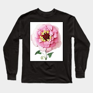 Printed paper quilling Zinnia flower art Long Sleeve T-Shirt